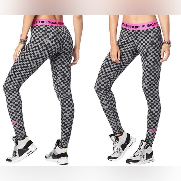 Zumba Fitness Gray & Pink Leggings Size XXL - Picture 1 of 5